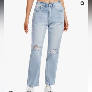 RHODANTHE Women's Non-Stretch Ripped Mom Jeans Trendy Size 22 NWT